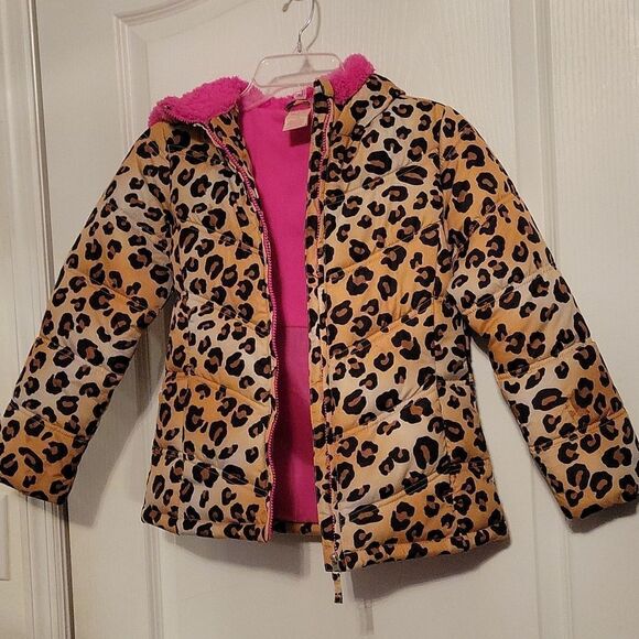 GIRLS WINTER CHEETAH PINK BUBBLE JACKET - Picture 9 of 15